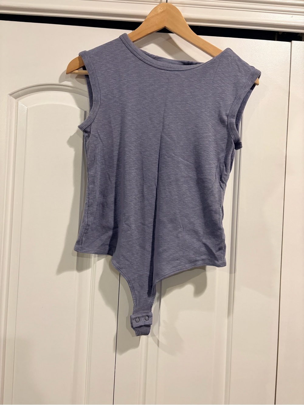 Women’s Sleeveless Lavender Gray Bodysuit Top with Snap Closure